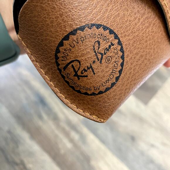 Ray- Ban Sunglass Snap Case Pebbled Tan Brown Leather CASE ONLY - Picture 7 of 11